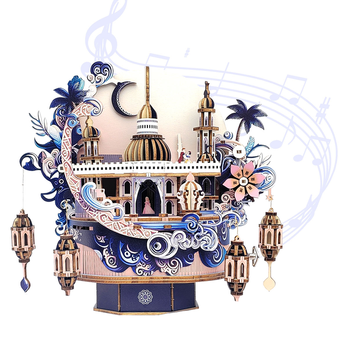 Dream Flower Castle Music Box 3D Wooden Model Kit – A Steampunk Symphony in Bloom