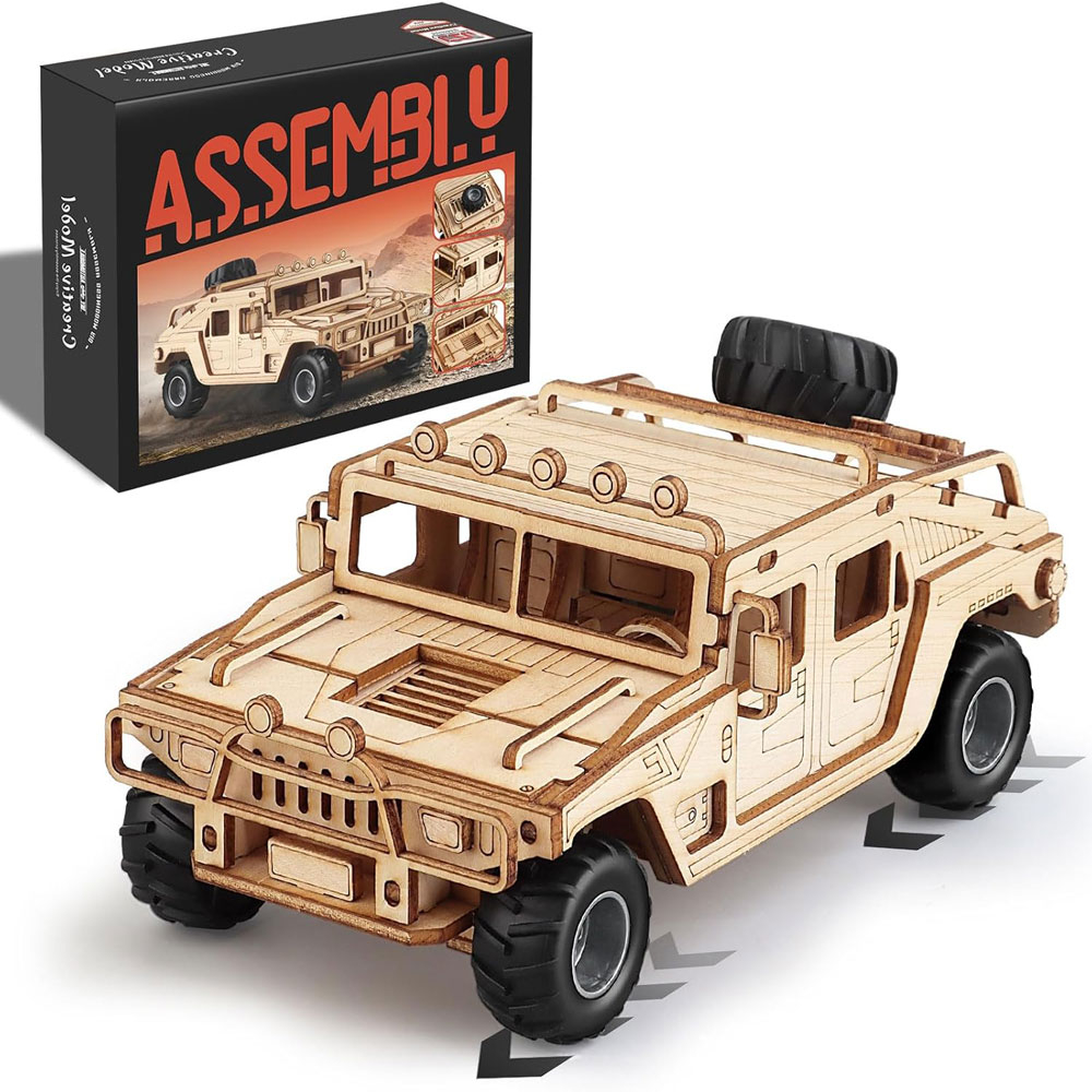 3D Wooden Puzzle Off-Road Car for Adults, Brain Teaser 3D Puzzles