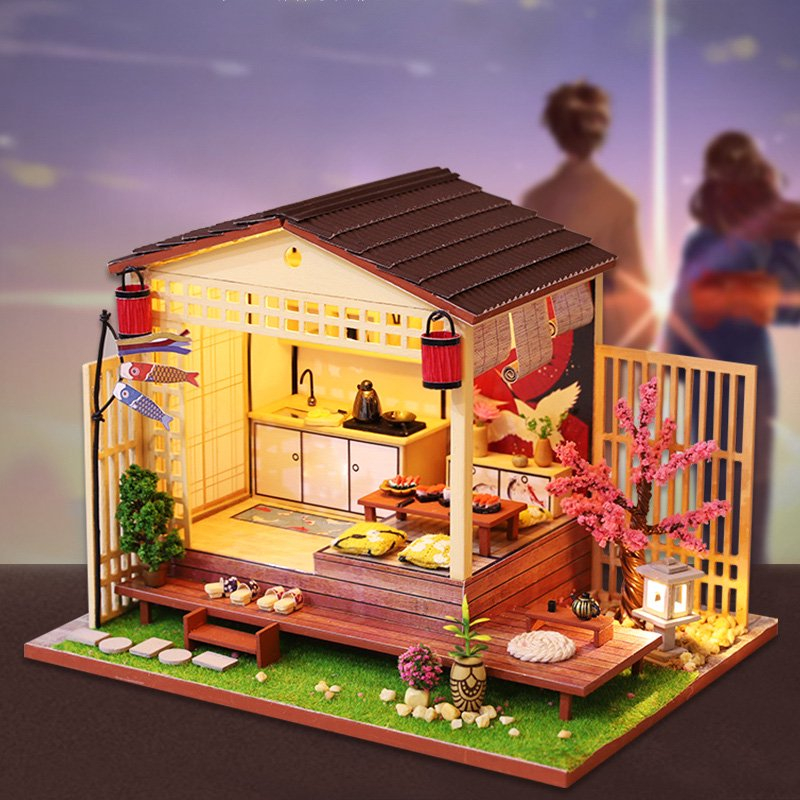 Falling Cherry Cottage 3D Wooden Micro House – A Shower of Pink Petals and Quiet Dreams - Image 3