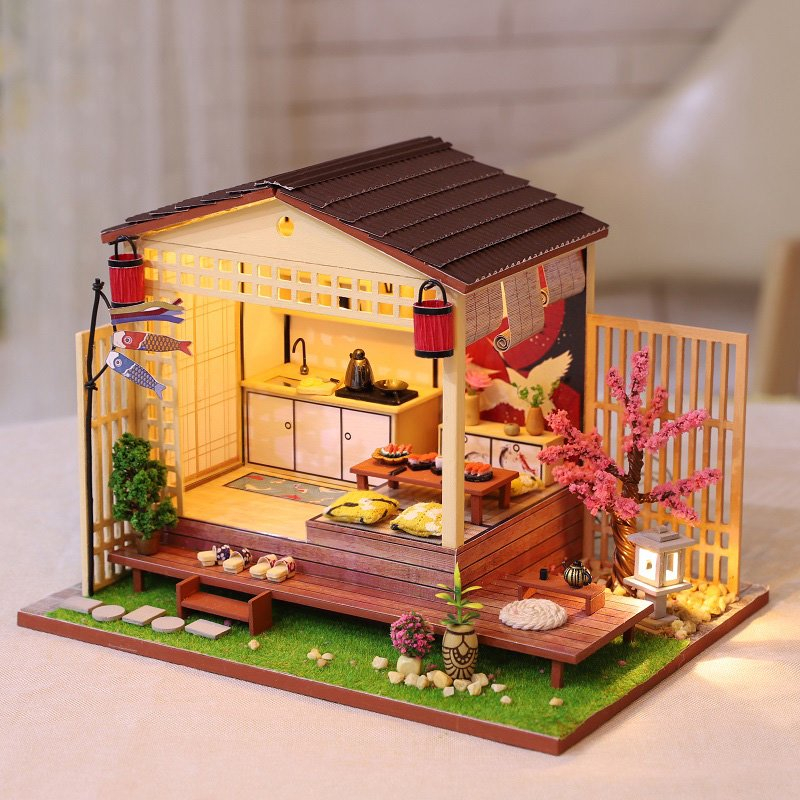 Falling Cherry Cottage 3D Wooden Micro House – A Shower of Pink Petals and Quiet Dreams - Image 4