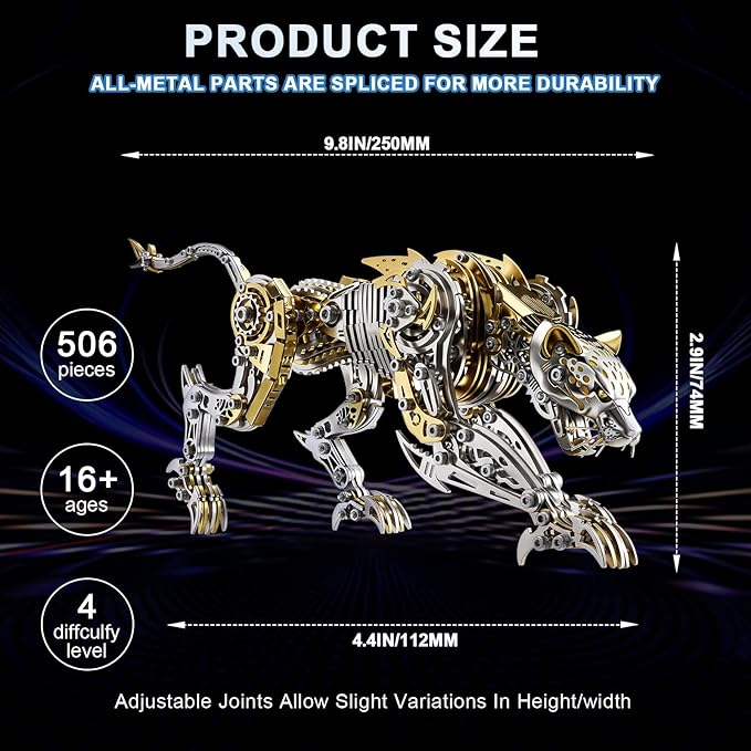 Leopard 3D Metal Puzzle for Adults and Teens, Mechanical Assembly Models - Image 3