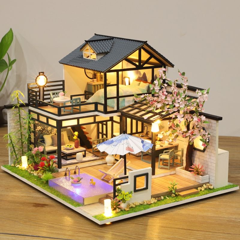 Ink Wash Courtyard 3D Wooden Micro House - Image 2