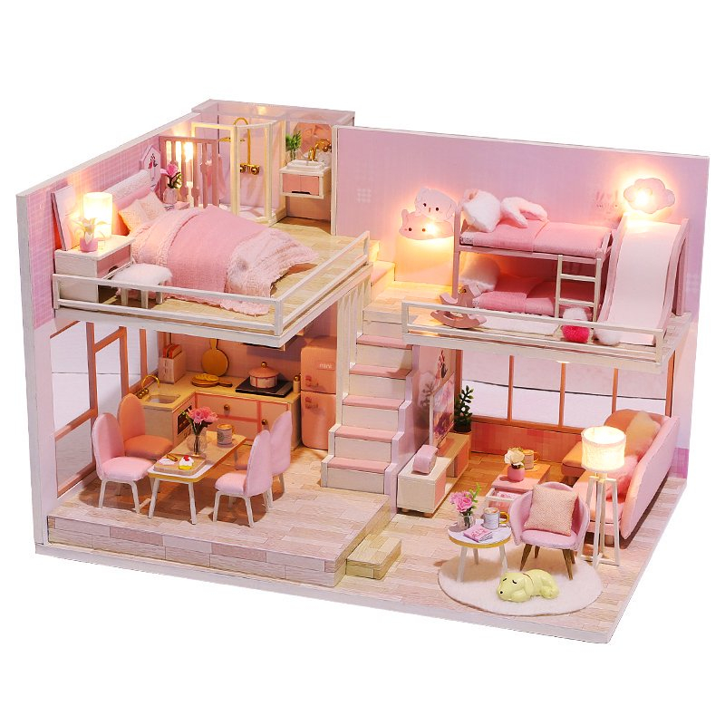 Pink Sweetheart 3D Wooden Micro House – A Delightful Dream in Blush and Beauty