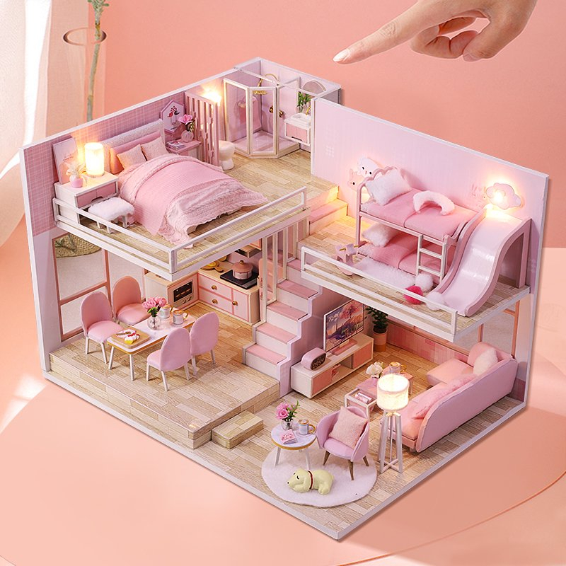Pink Sweetheart 3D Wooden Micro House – A Delightful Dream in Blush and Beauty - Image 3